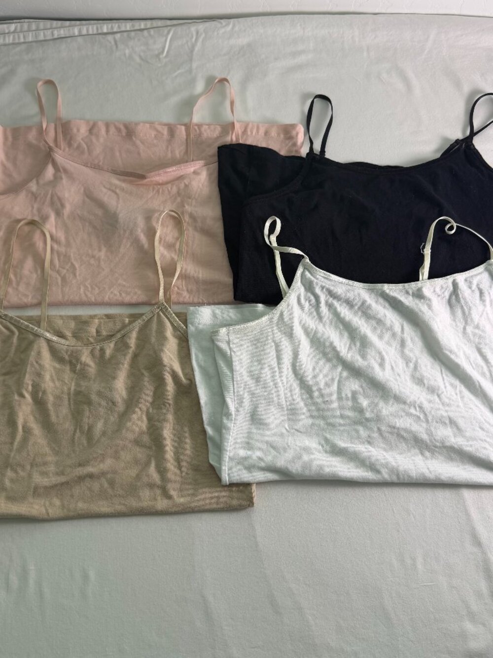 Wet Seal Camisole Tank Top Bundle Lot of 4 Neutral Basics Pink Black White Beige